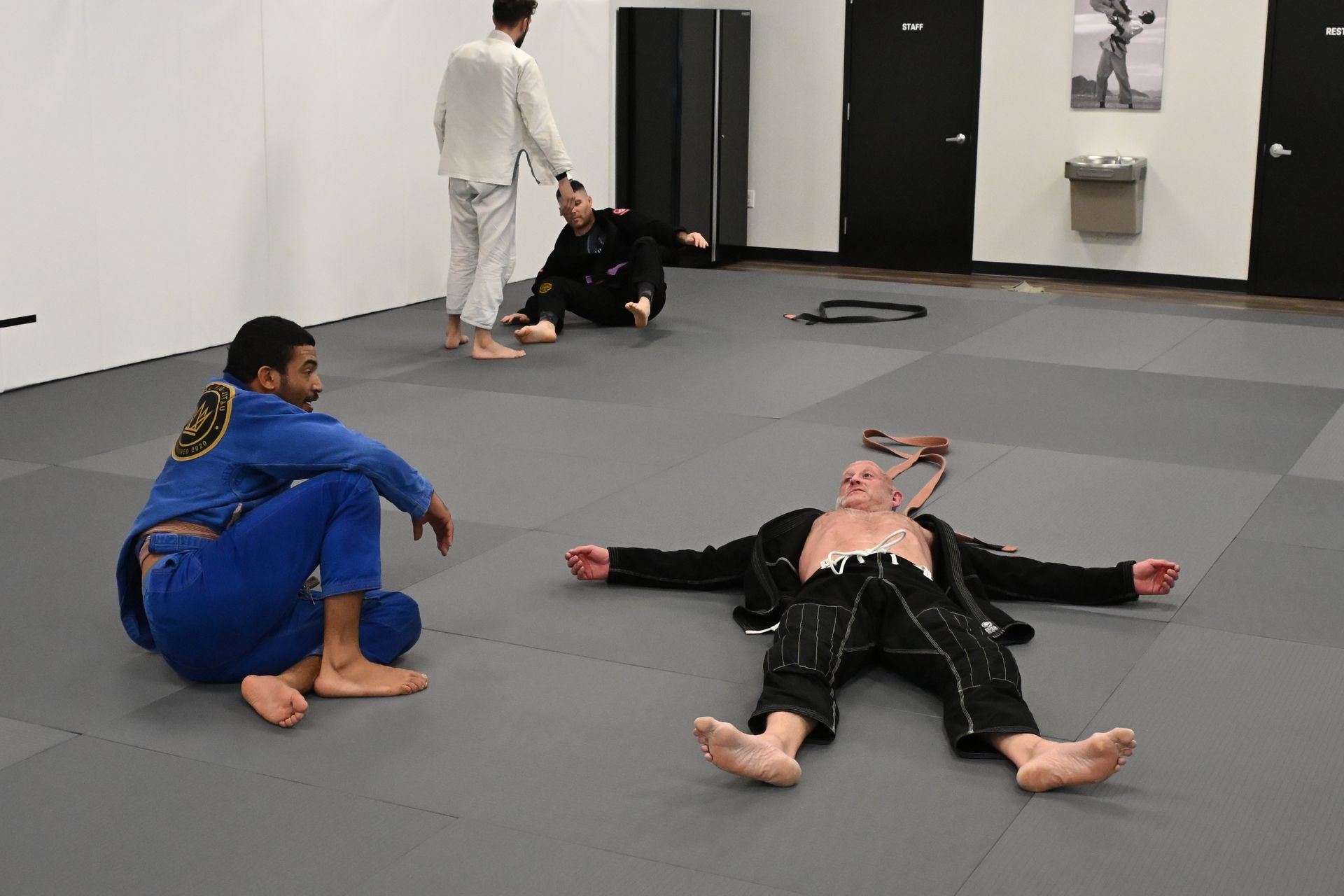 Students practicing Brazilian Jiu-Jitsu techniques at Rival Jiu-Jitsu academy in Waldwick NJ.
