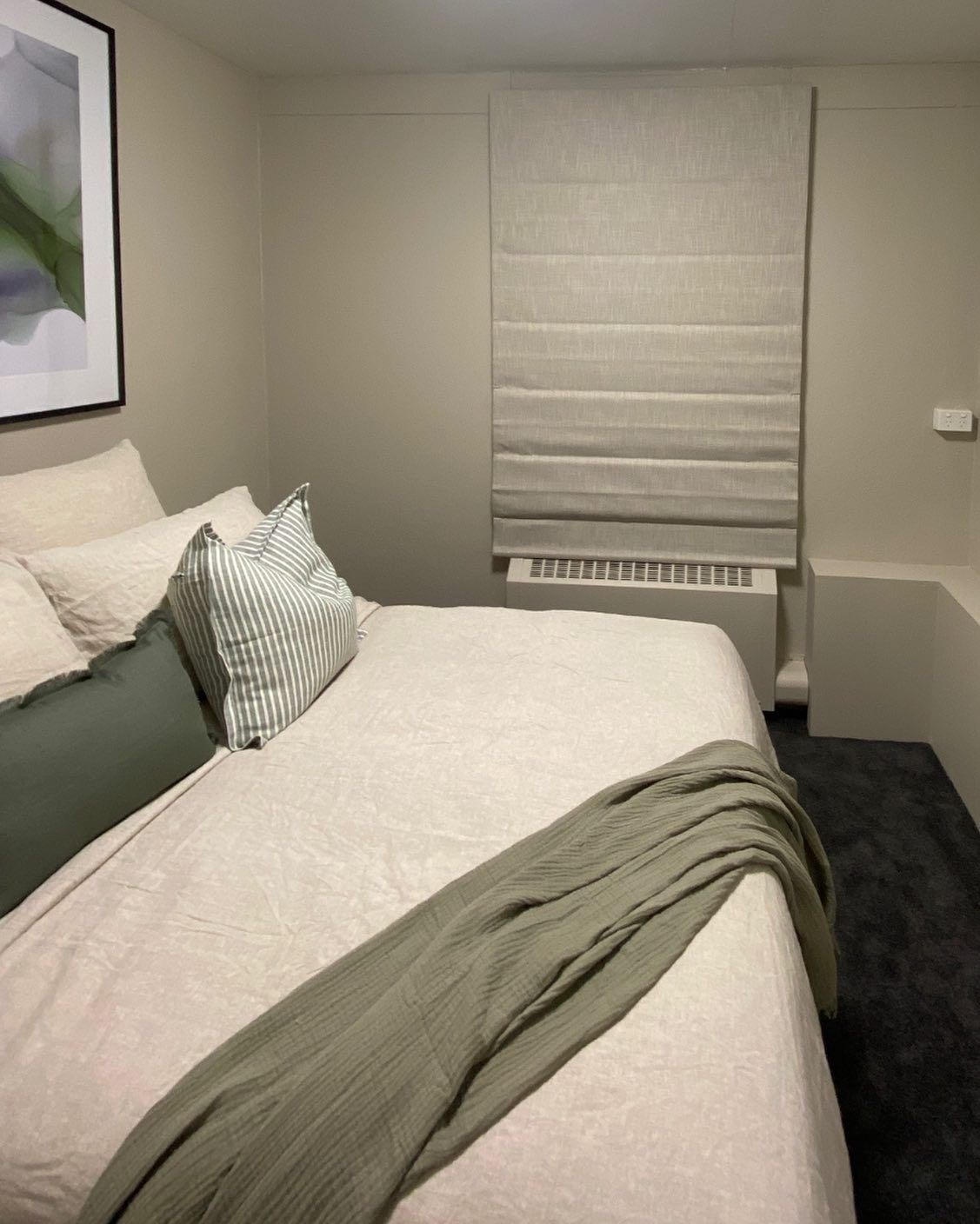 A Bedroom with Blinds Down over Window — Douglass Blinds & Security Screens in Crookwell, NSW