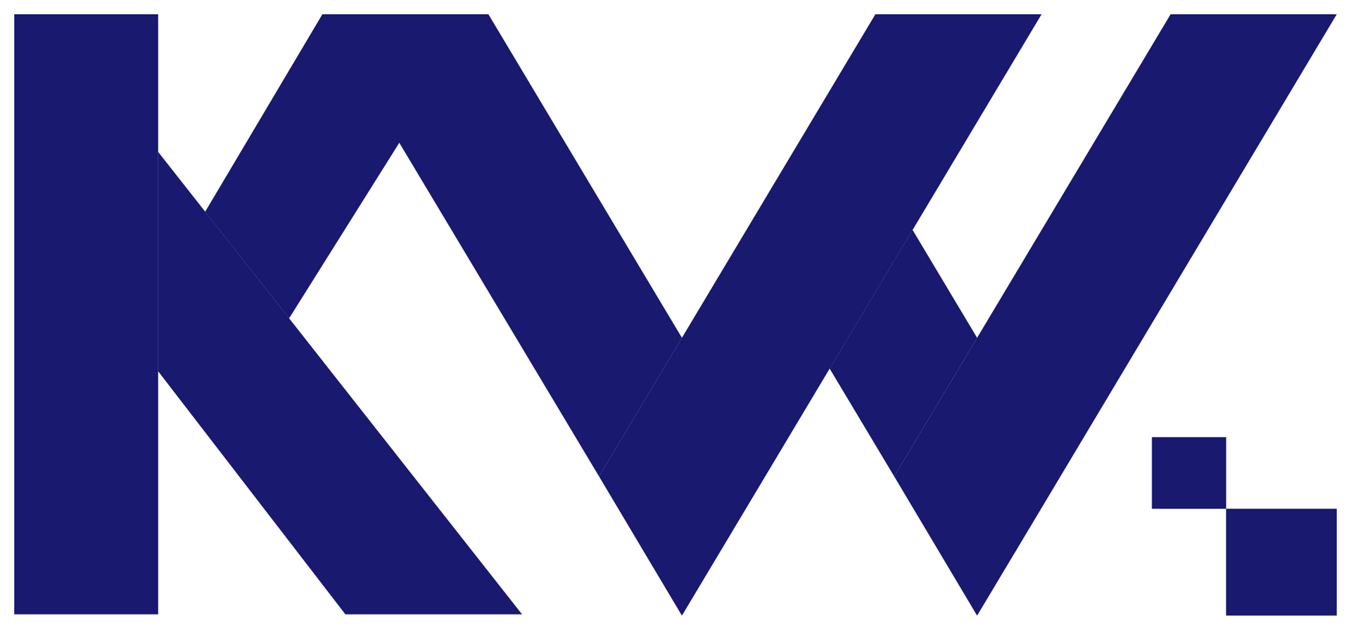 a blue kw logo on a white background