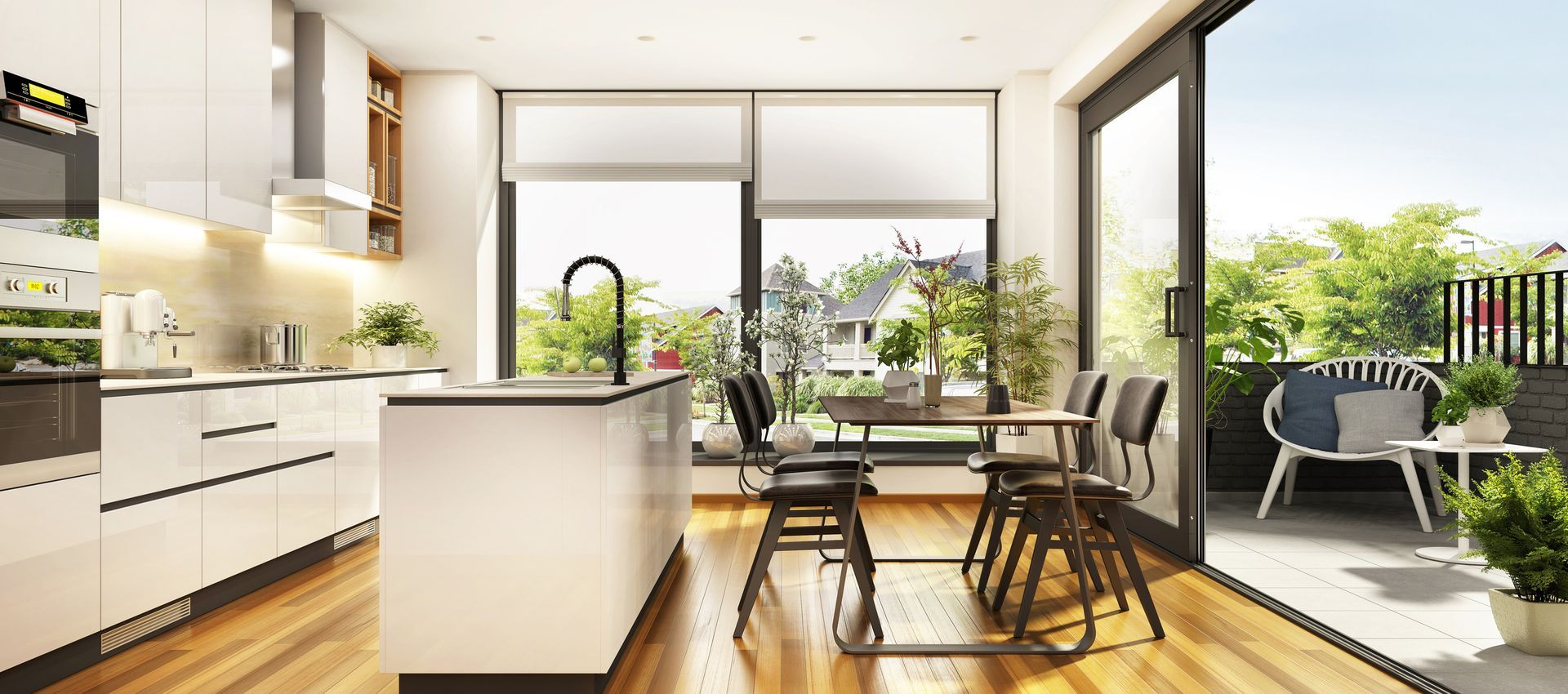 White Kitchen with Sliding Doors — Sale, VIC — Madden Glass & Aluminium