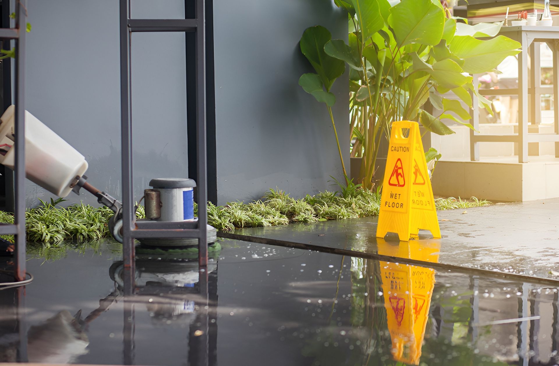 Wet Floor Being Cleaned — RWM Cleaning in Deception Bay, QLD