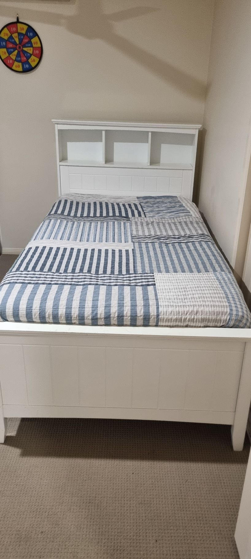 White Bed With Headboard Shelves — RWM Cleaning in Deception Bay, QLD