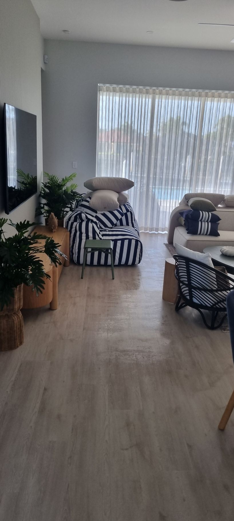 Living Room With Striped Chair — RWM Cleaning in Deception Bay, QLD