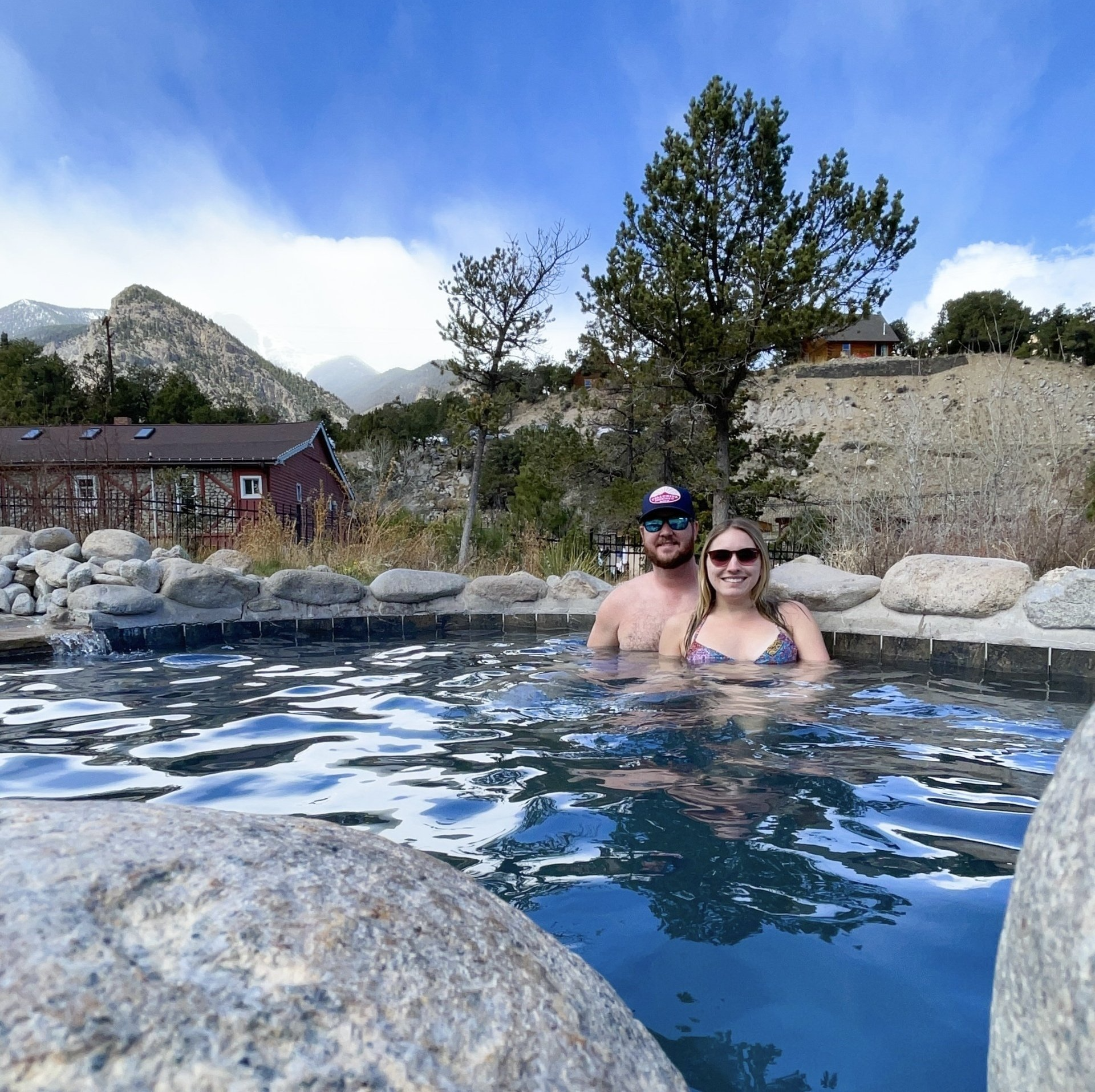 Cascading hot springs pool at Mt. Princeton Hot Springs in Colorado