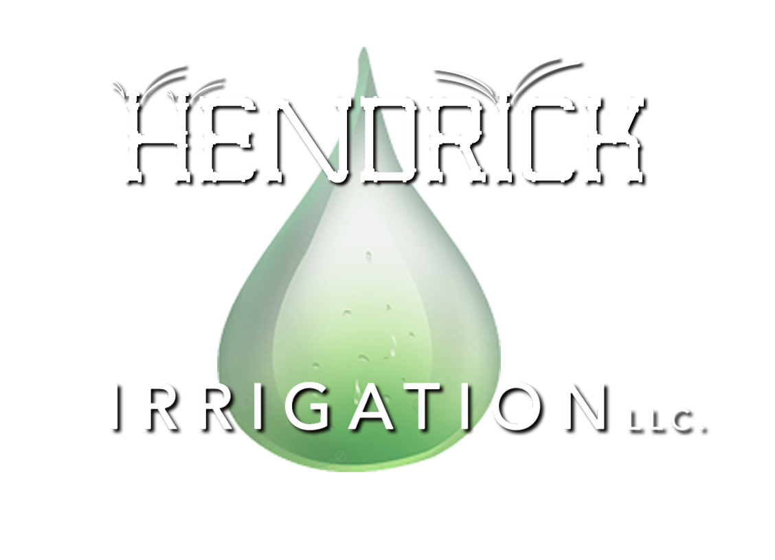Hendrick Irrigation LLC. logo with a green water drop and stylized text.