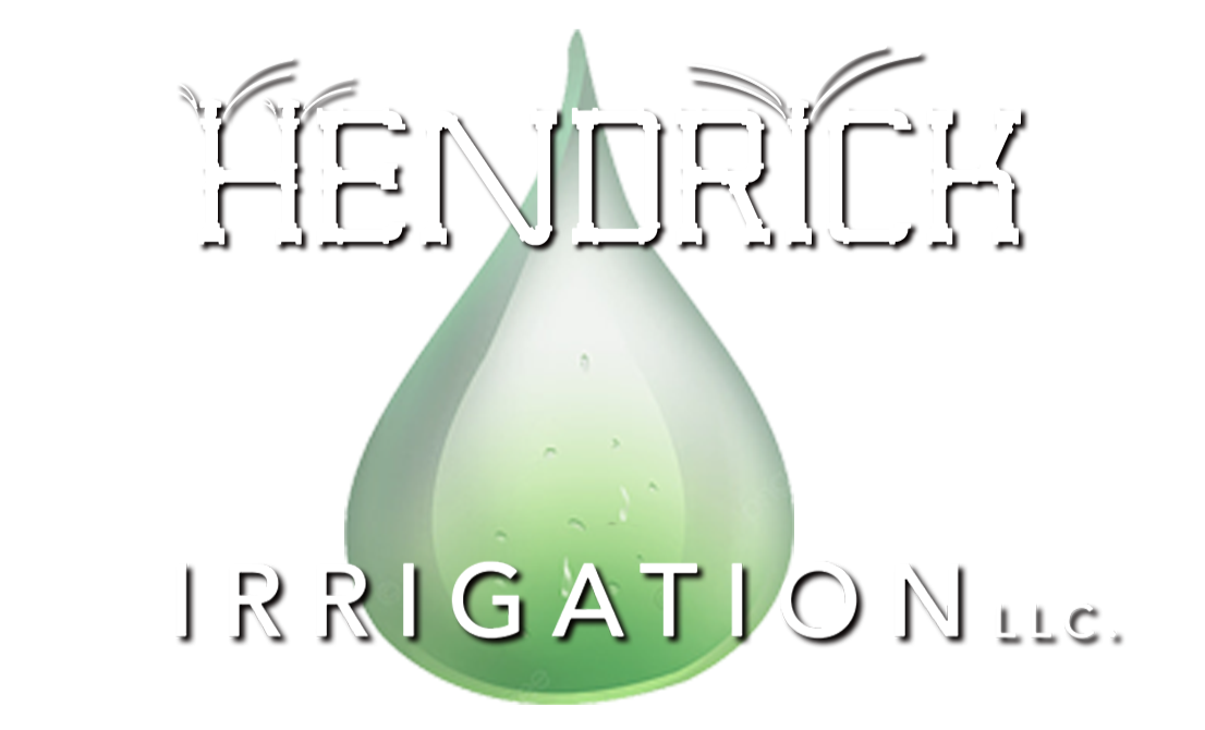 Hendrick Irrigation LLC. logo with a green water drop.