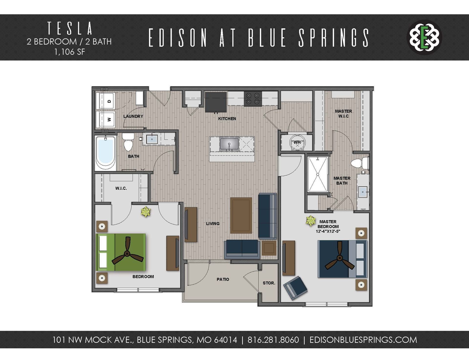 A floor plan of a house called edison at blue springs