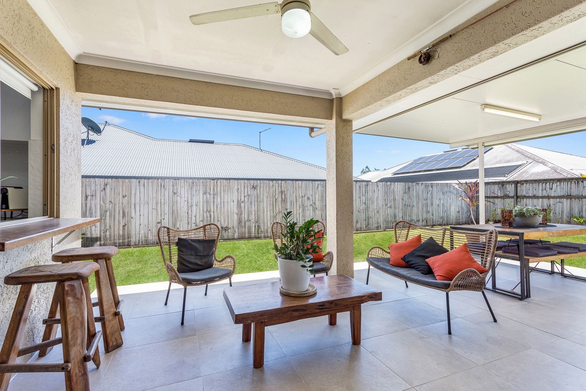 Covered Patio With Wicker Furniture