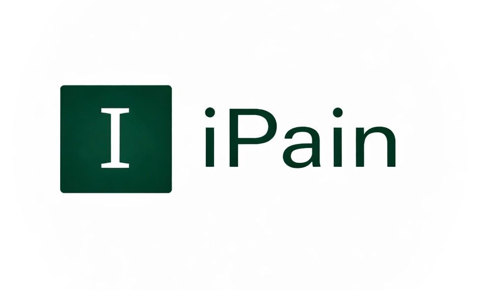 O logotipo i pain é laranja e branco sobre um fundo branco.