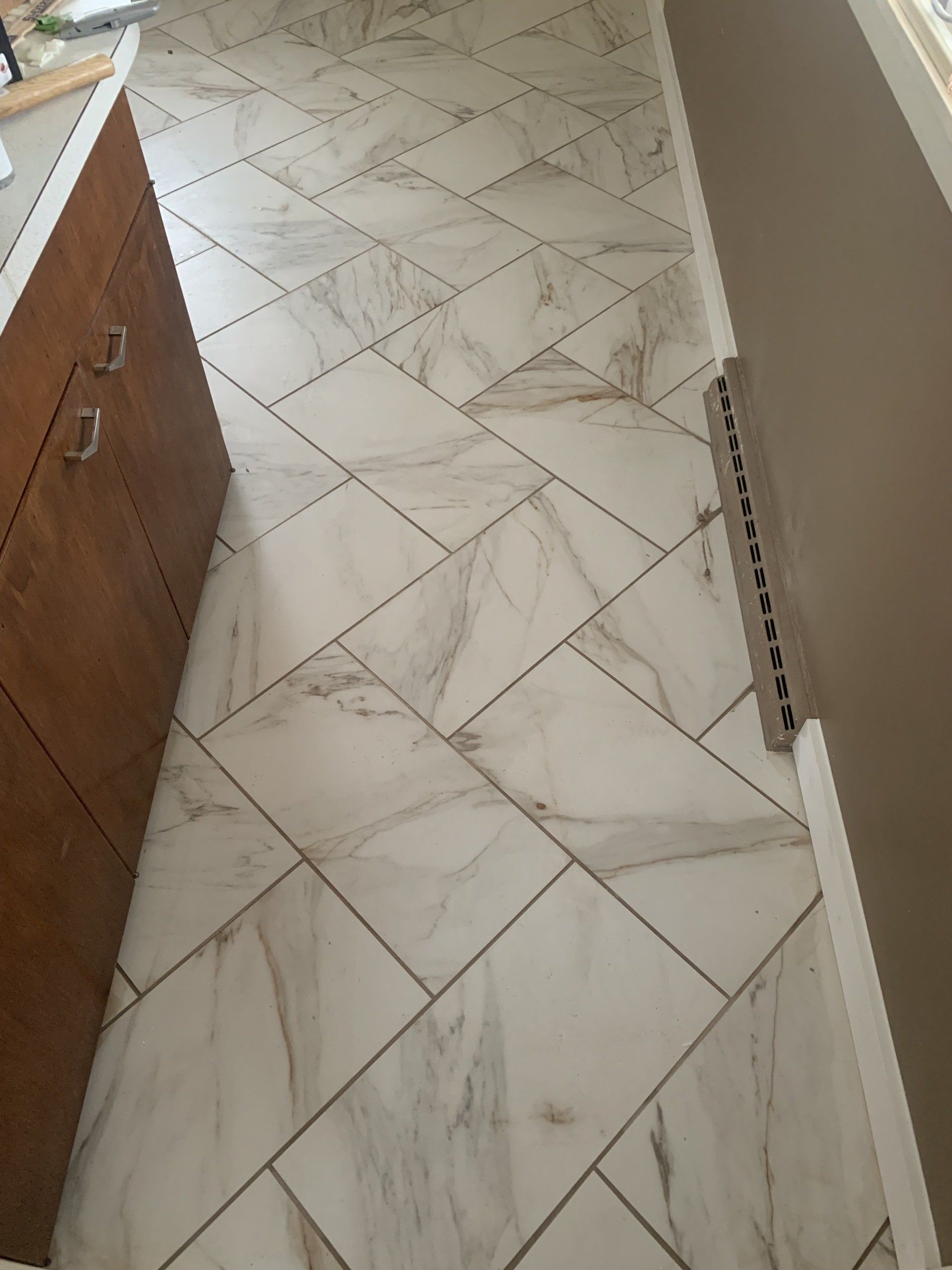 Herringbone Porcelain Tiles Kitchen — Fort Wayne, IN — G & W Flooring