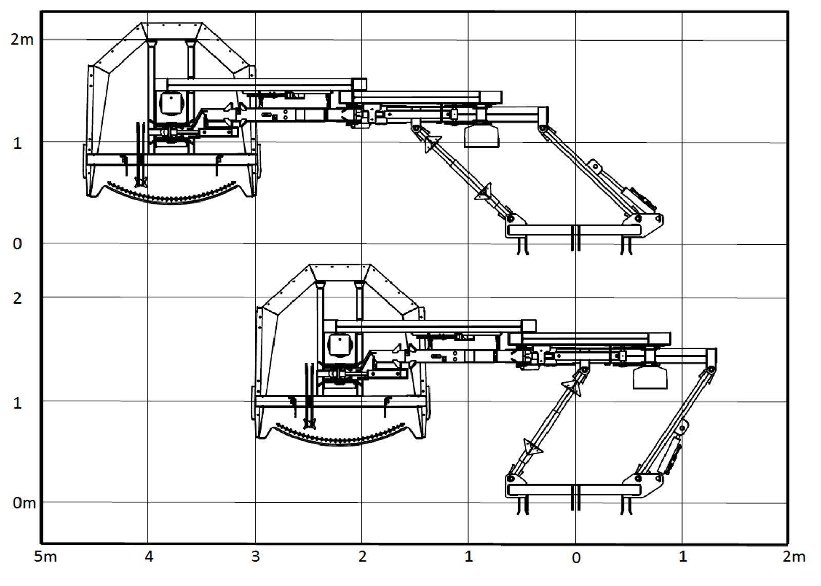 En sort/hvid tegning af en kæderydder set ovenfra.