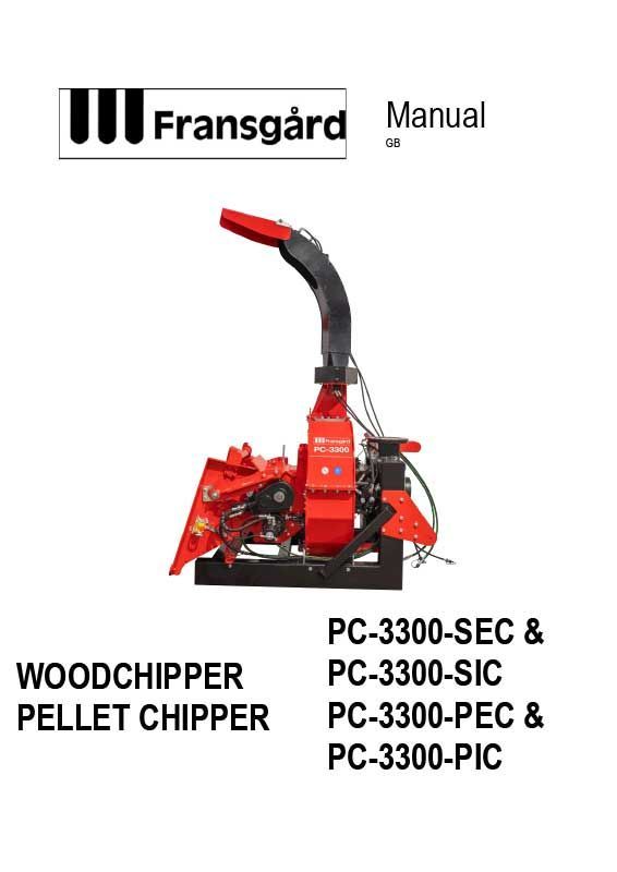 Red wood chipper in a forest setting