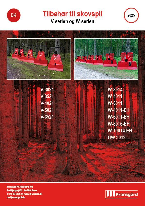 Tilbehørskatalog til V- og W-skovspil fra Fransgård Maskinfabrik