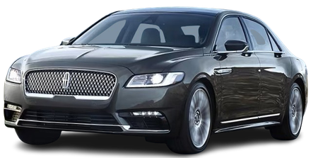 A black lincoln continental is shown on a white background.