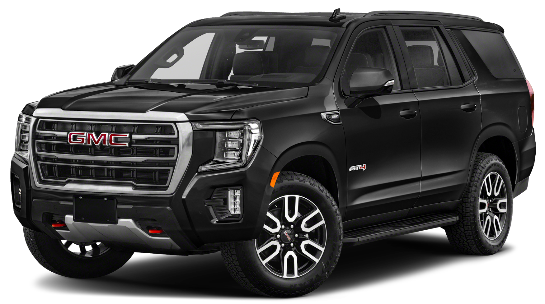 A black gmc yukon is shown on a white background.