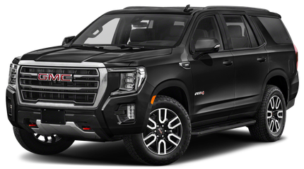A black gmc yukon is shown on a white background.