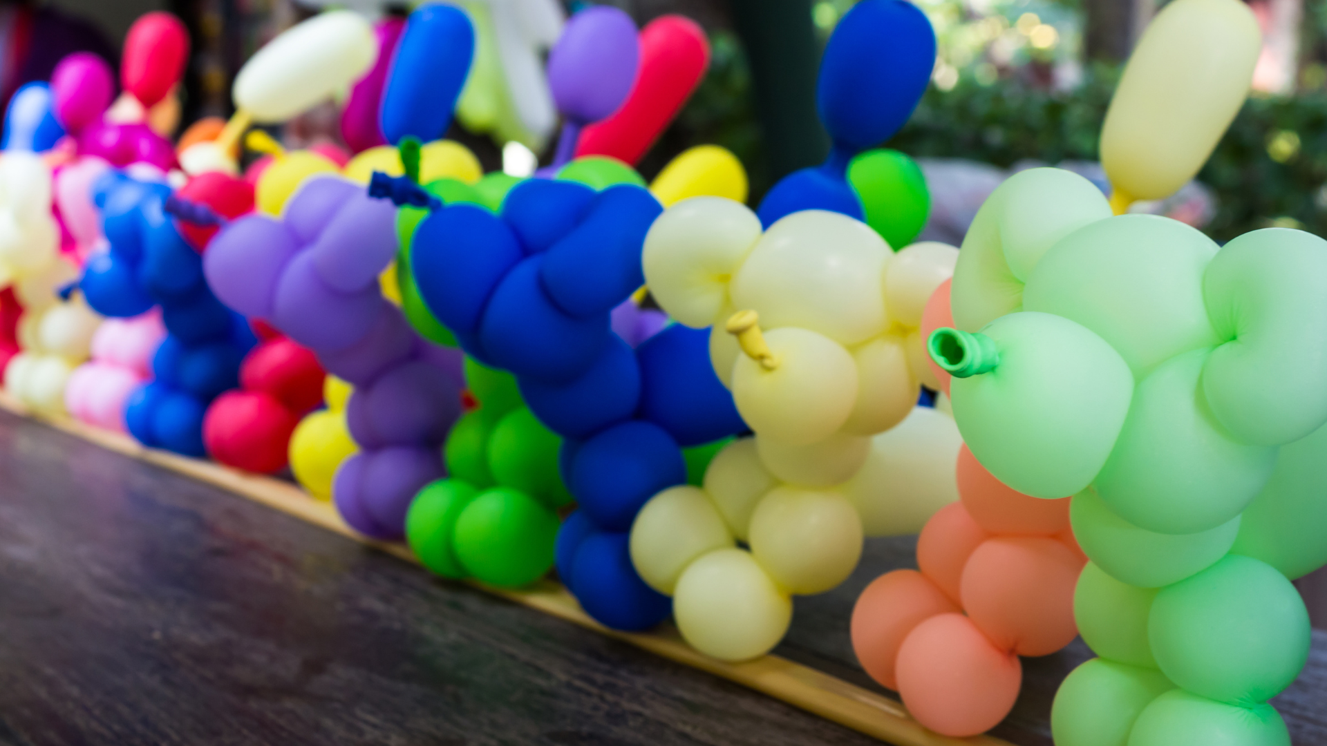 balloon animals in row