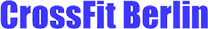 A blue crossfit berlin logo on a white background