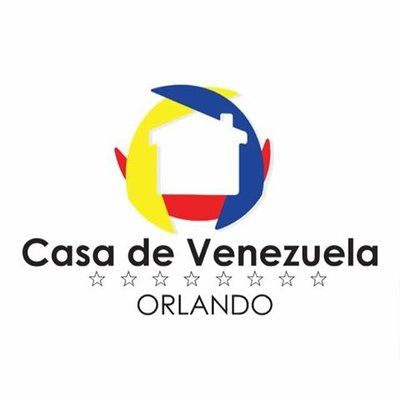 Logo of CDV Orlando, featuring a house inside a circle of Venezuelan flag colors and the text