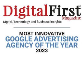Seal for our appearance on The DotCom Magazine Show focusing on our Google Ads Management and SEO services.