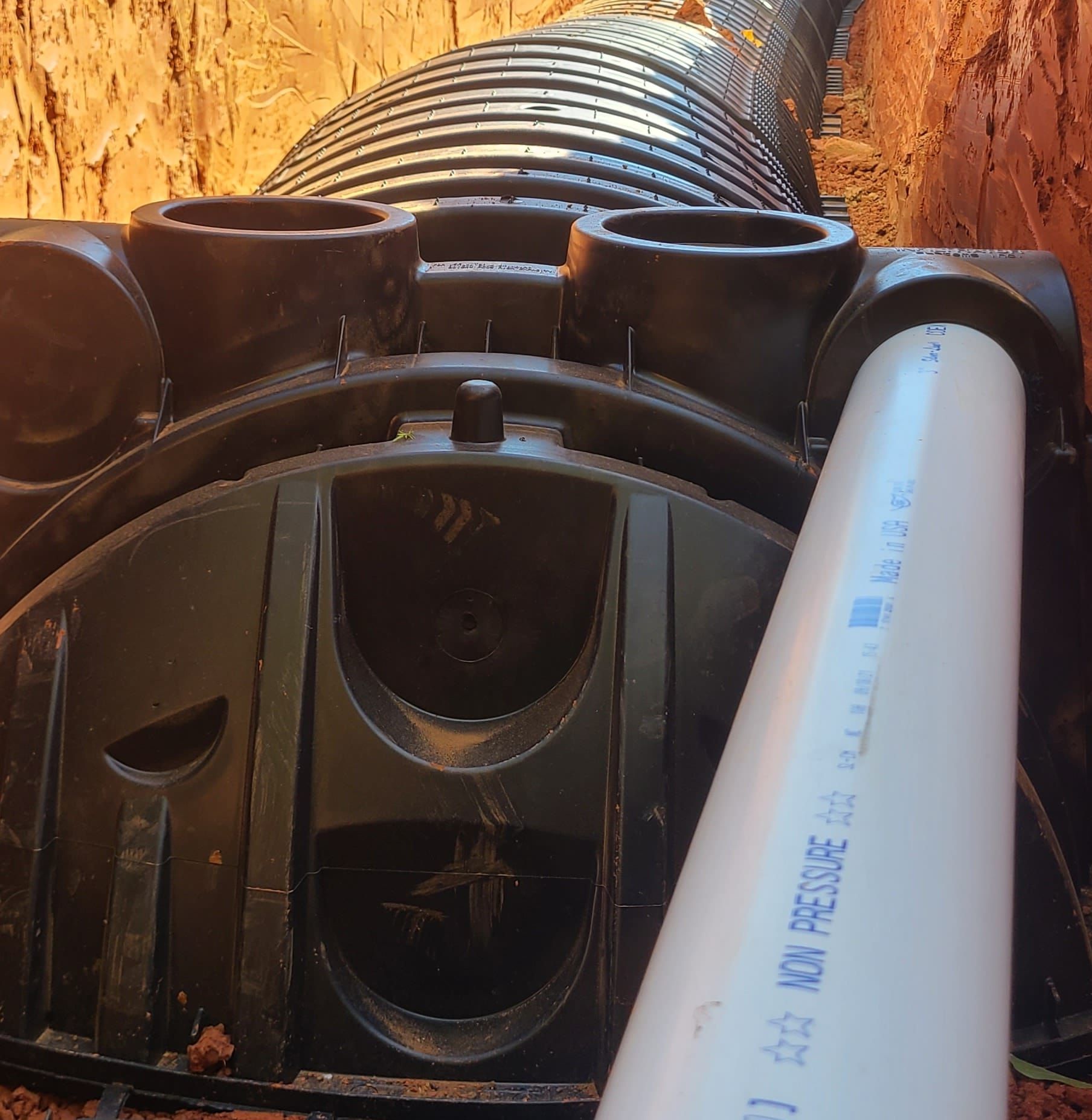 A white pipe with no pressure written on it