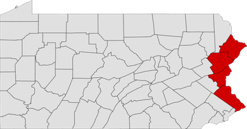 A map of pennsylvania with a red area highlighted