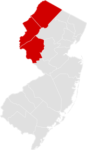 A map of new jersey with a red area highlighted
