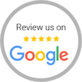 A google logo that says `` review us on google ''