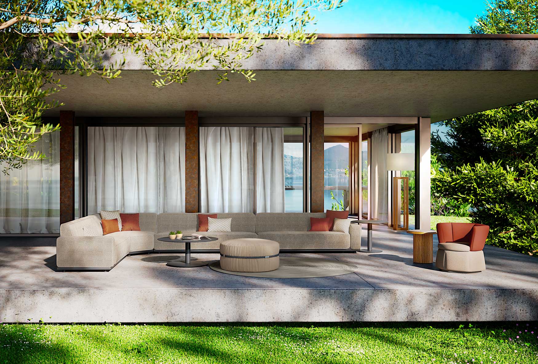 Divani e poltrone di design per esterno villa di lusso