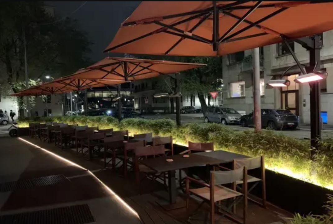 Lampade riscalndanti esterno ristorante