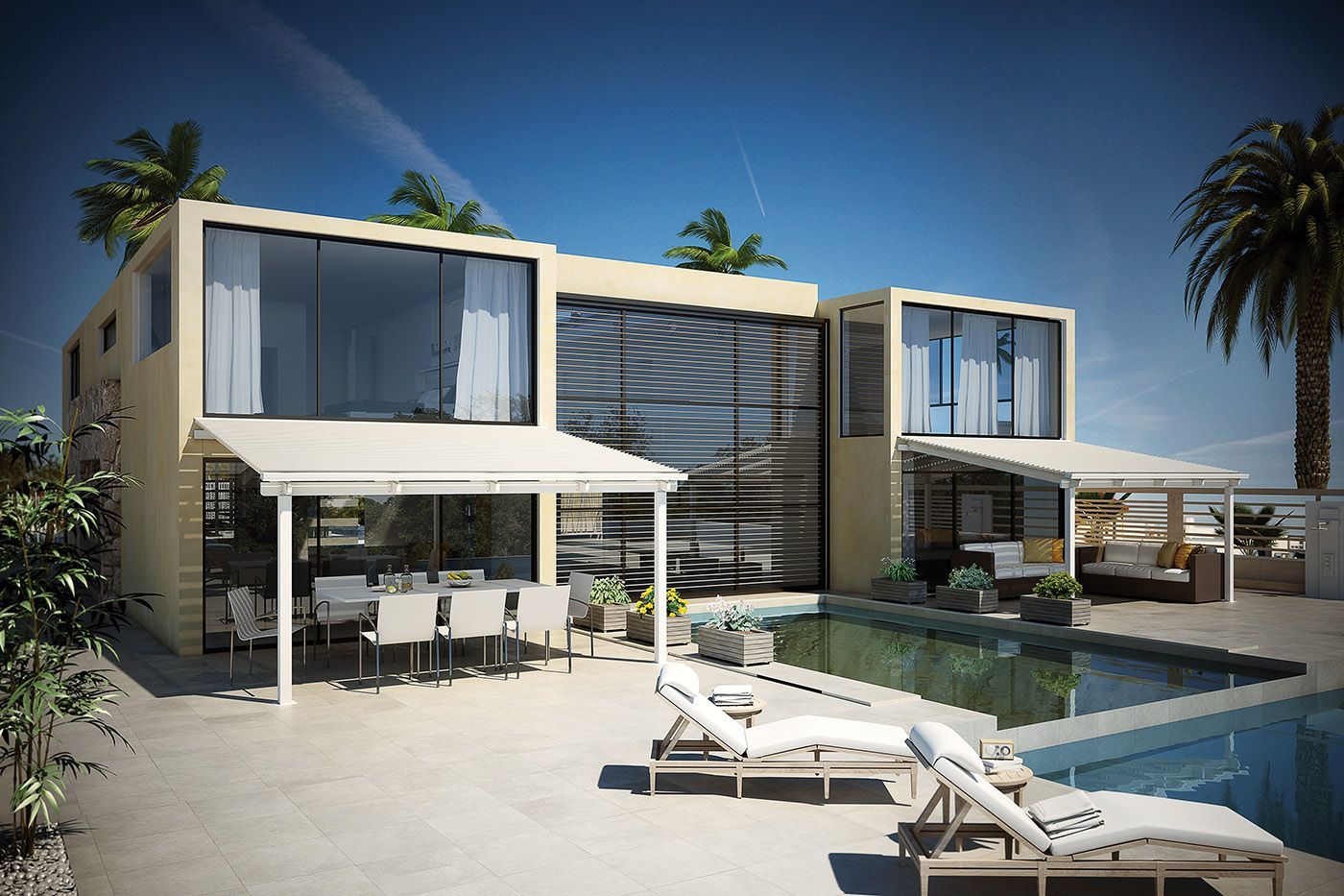 Tende per esterni su piscina Dirello