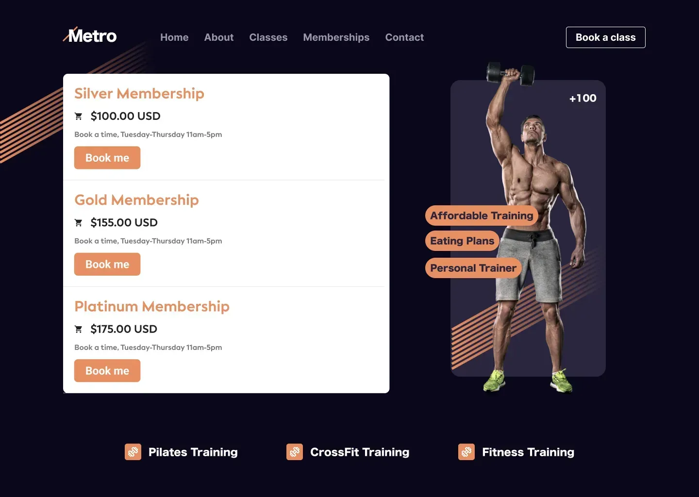 A man is lifting a dumbbell on a website.