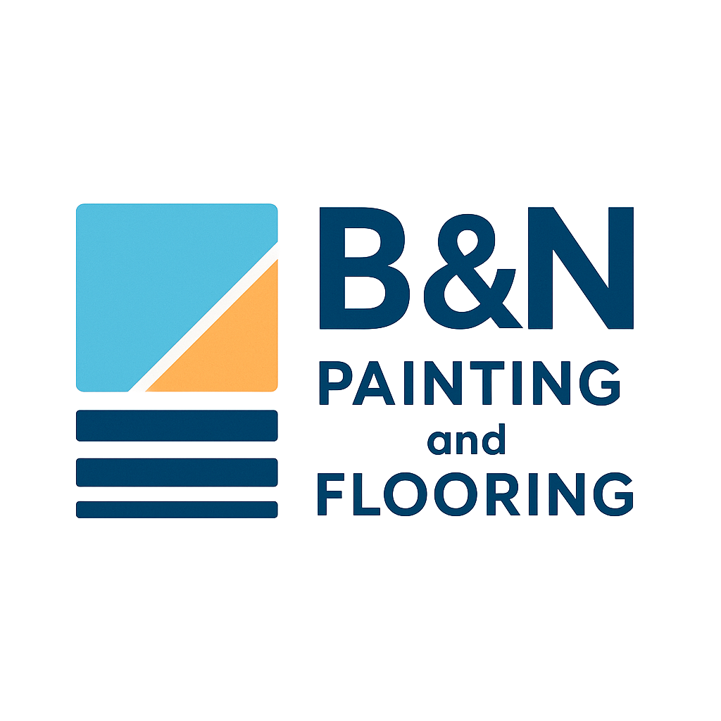 Logo: B&N Painting and Flooring. Blue, orange, and white graphic with dark blue text.