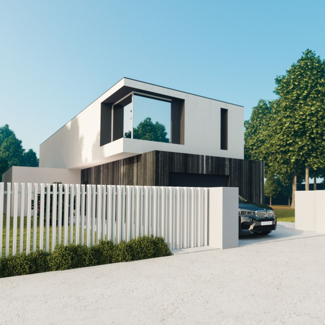A Car is Parked in Front of a Modern House — DC Fencing In Wondunna, QLD