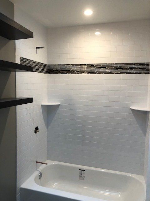 Bathroom Tub With Tiles Wall — Philadelphia, PA — Family & Friends Builders LLC