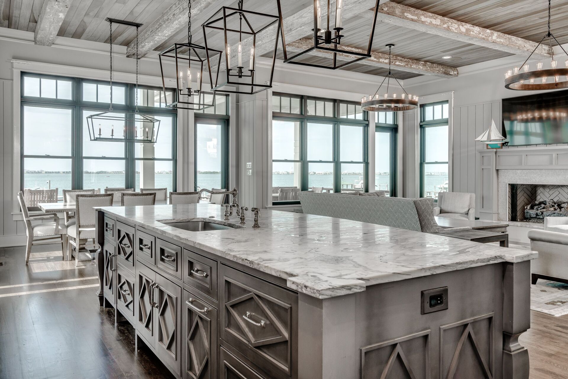 Modern Kitchen and Living Room — Morehead City, NC — The Cabinet Shop