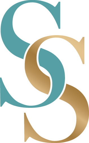 A blue and gold letter s logo on a white background.