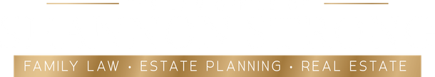 A gold banner with the words `` family law estate planning real estate '' written on it.