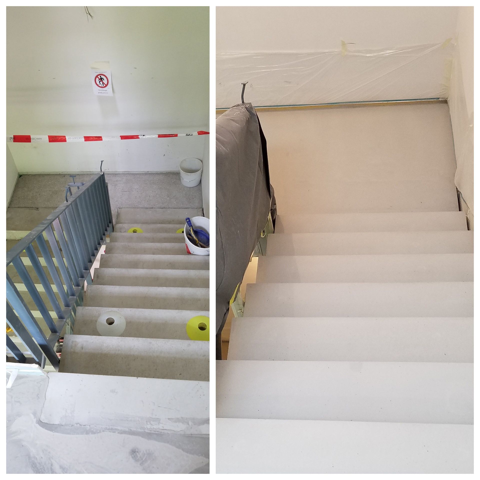 Betontreppe Treppenpodest im Farbton Betongrau Sichtbeton mit Betonkosmetik verschönert