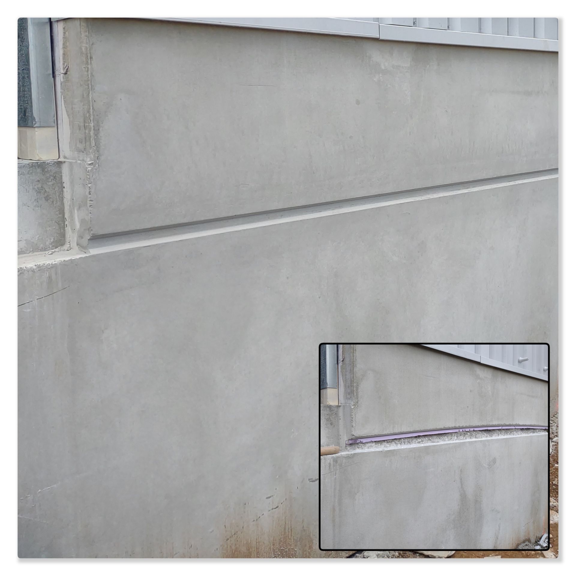 Sichtbetonsockel Betonkosmetik vorher nachher