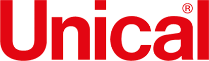 Il logo rosso di Unical, caratterizzato da un testo in grassetto senza grazie e dal simbolo di marchio registrato nell'angolo in alto a destra.