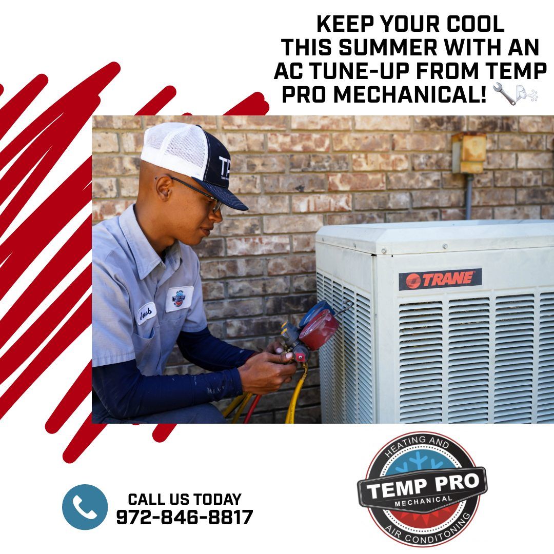 A man is working on a trane air conditioner