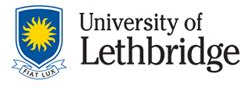 The university of lethbridge logo has a blue shield with a yellow sun on it.