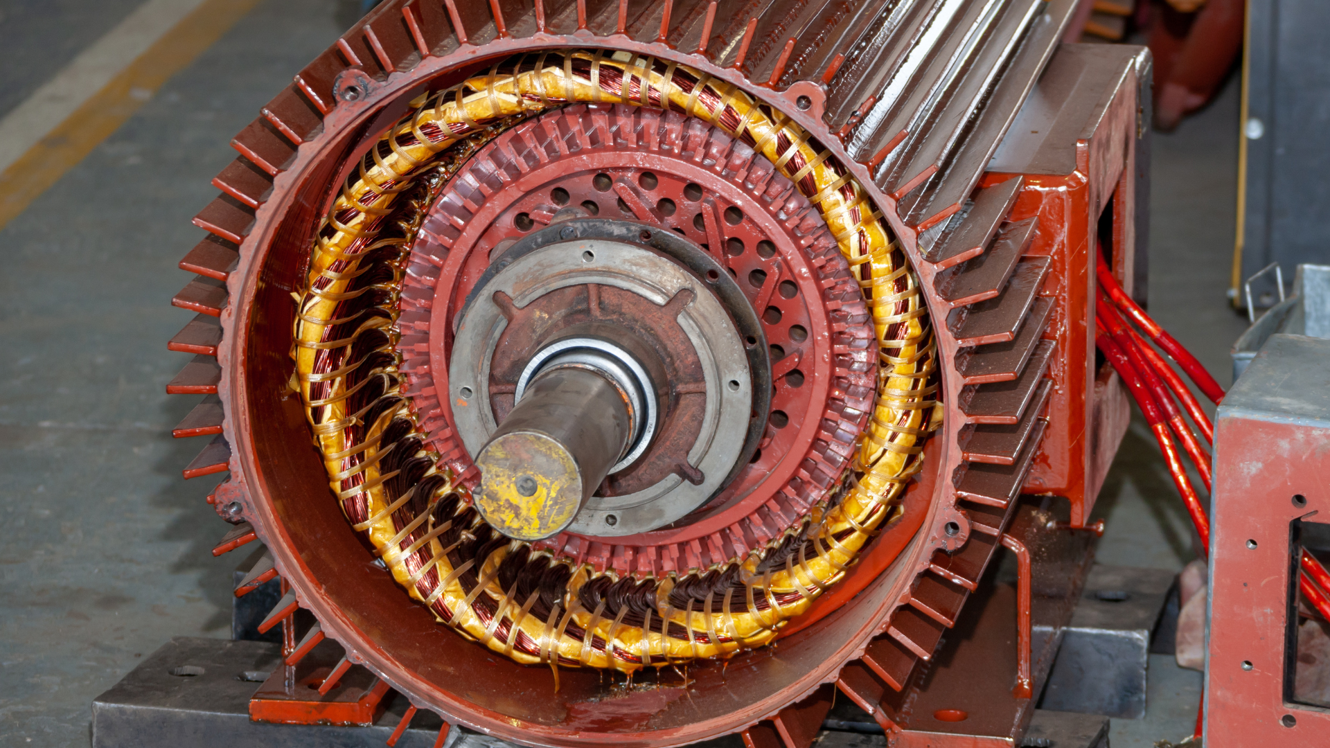 A close up of the inside of an electric motor