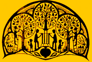 Das Logo von Baum- & Gartenpflege Tobias Schlimme auf gelbem Hintergrund