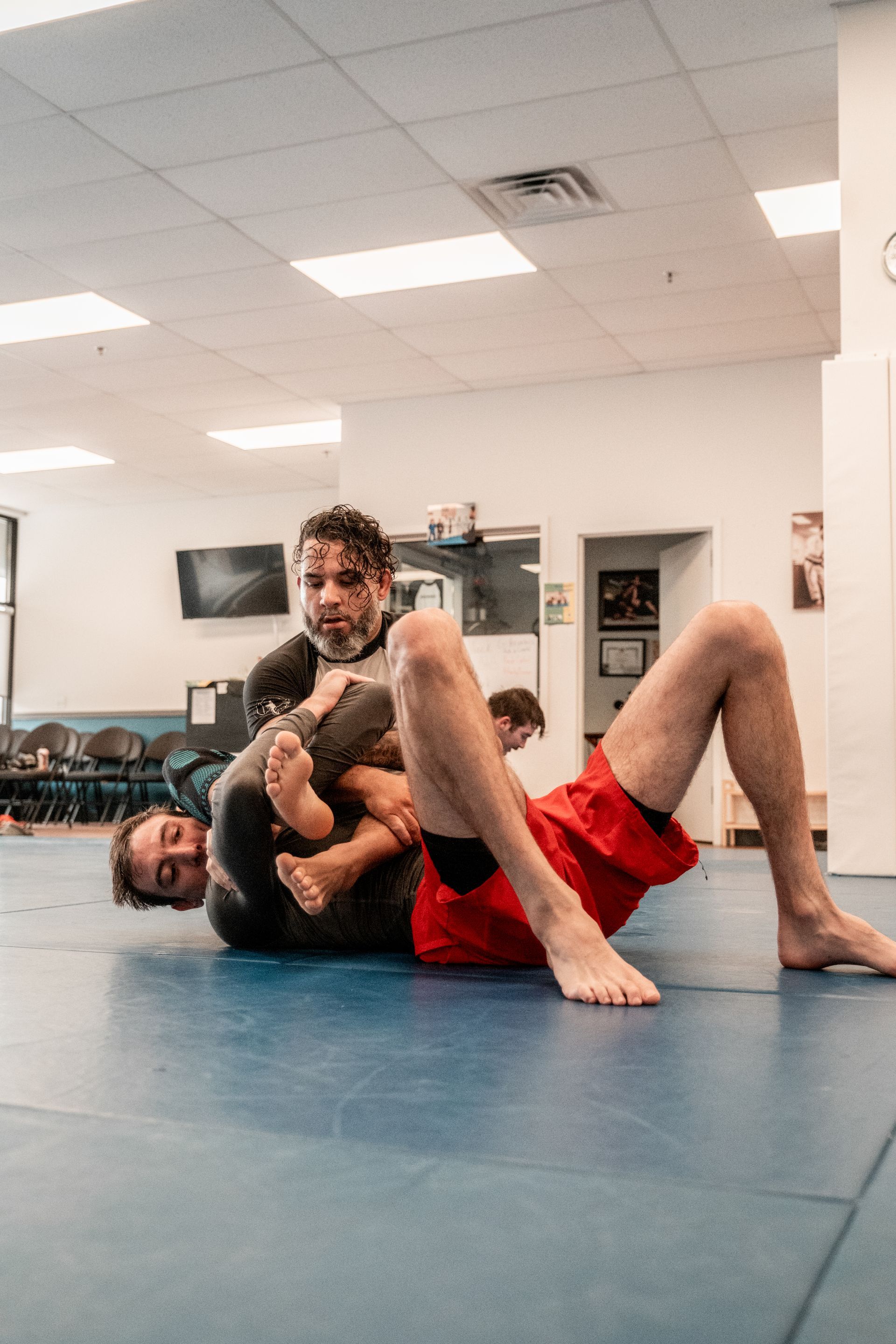 Adults practicing Brazilian Jiu-Jitsu drills at Montgomery Brazilian Jiu-Jitsu in Montgomery, NJ.