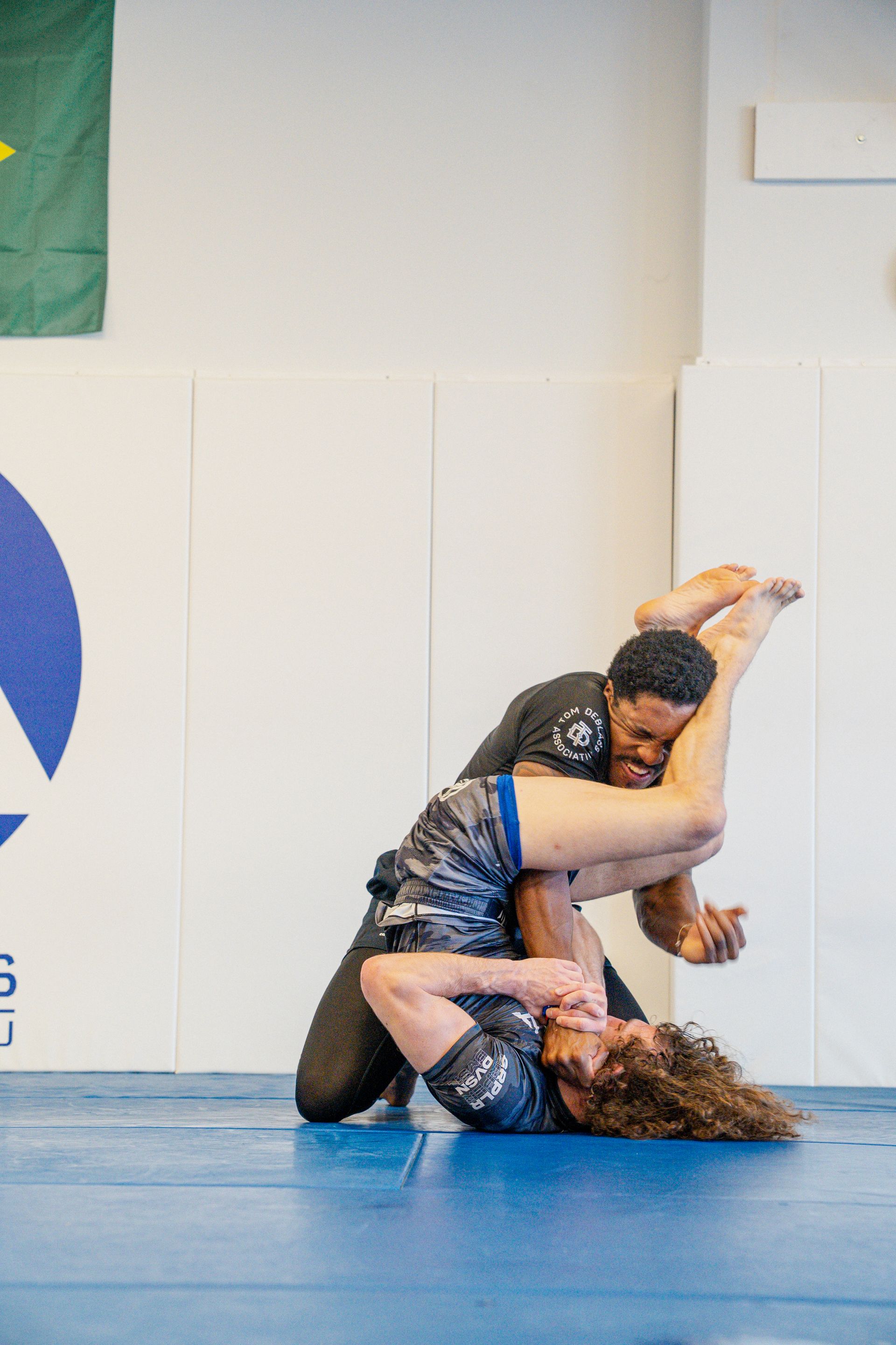 Adults practicing controlled sparring at Montgomery Brazilian Jiu-Jitsu in Montgomery, NJ.