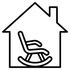 Chaise à bascule à l'intérieur d'une silhouette de maison.