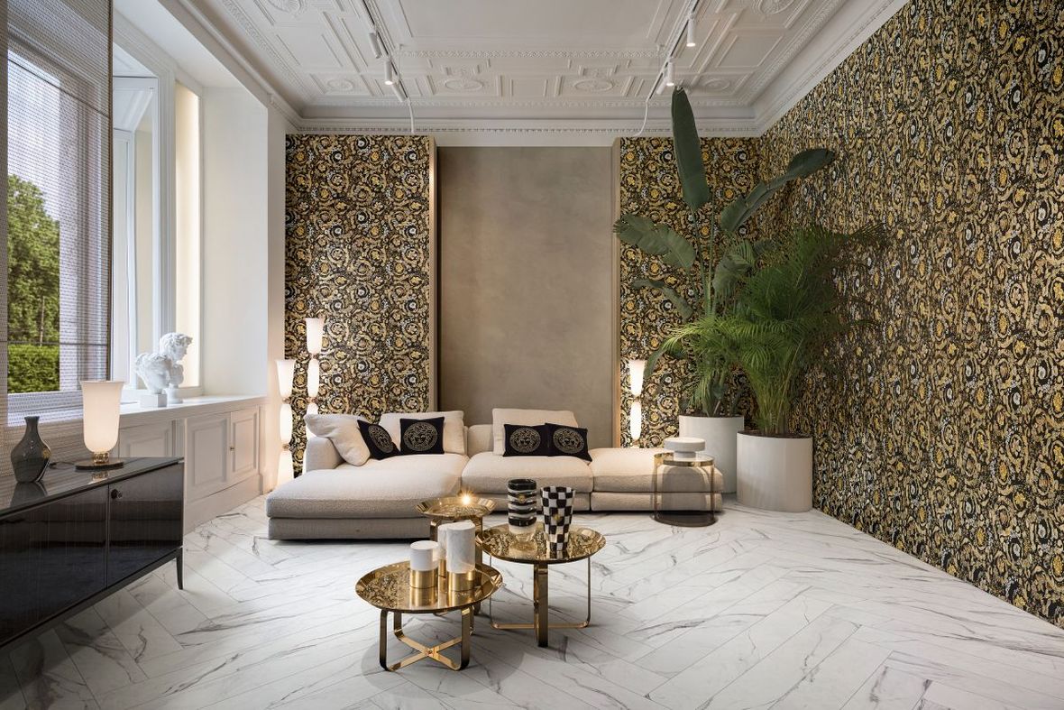ceramiche versace pavimento gres porcellanato serie manifesto  effetto marmo