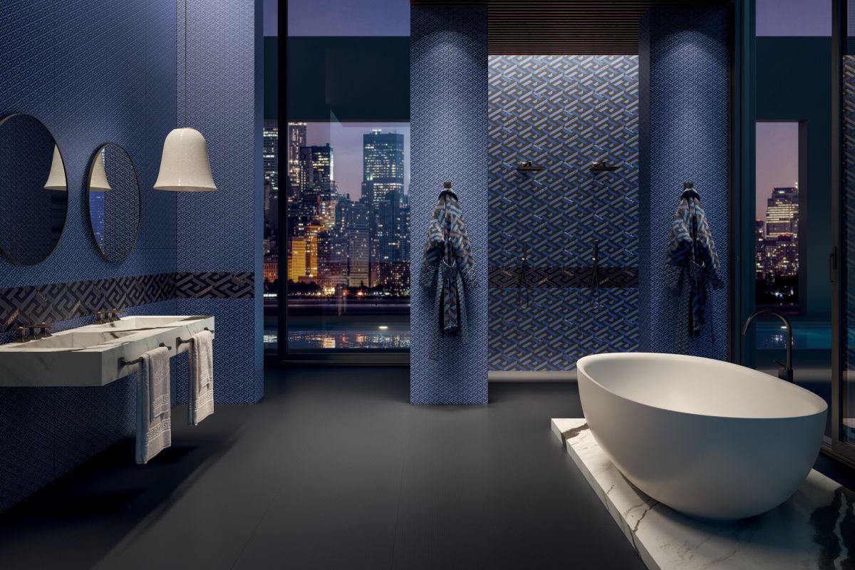 pavimento e rivestimento in gres porcellanato serie Maximus di versace ceramics